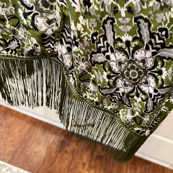 C EST 1946 Chic Luxury Resort Floral-Print Kimono w/Fringe Trim (One-Size) - Picture 5 of 9